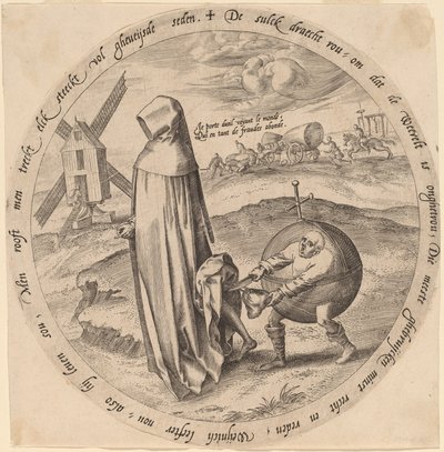 Maailman ryöstää misantrooppi tekijältä Hieronymus Wierix after Pieter Bruegel the Elder