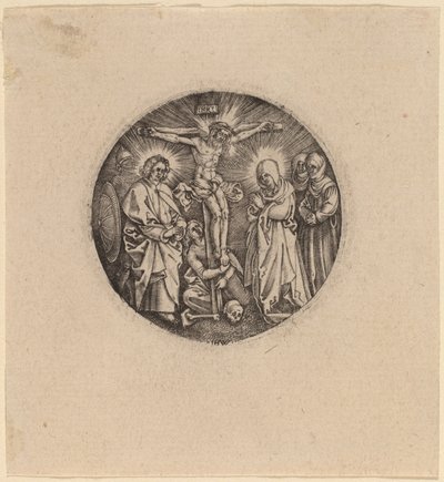 Ristiinnaulitsemista kutsuttiin Maxmilianin miekkapommeliksi tekijältä Hieronymus Wierix and Antonie Wierix after Albrecht Dürer