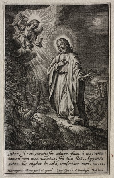 Passion: Kristus Öljymäellä. tekijältä Hieronymus or Jerome Wierix