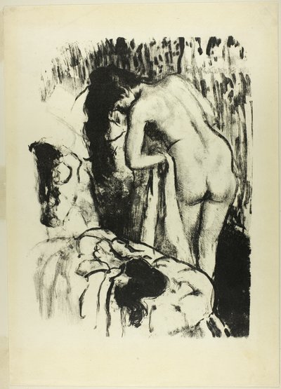Alaston nainen seisoo, kuivaa itseään tekijältä Hilaire Germain Edgar Degas