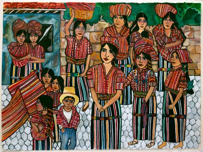 Guatemalan Girls, Solola, 2023 (akvarelli paperille) tekijältä Hilary Simon