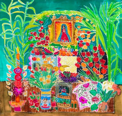 Shrine, Day of the Dead, Oaxaca, 2023 (värit silkillä) tekijältä Hilary Simon