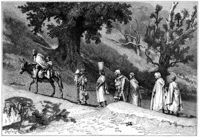 Kabyle perheryhmä matkustaa, Algeria, c1890 tekijältä Hildibrand