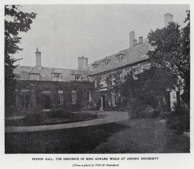 Frewin Hall, kuningas Edward VII:n asuinpaikka opiskellessaan Oxfordin yliopistossa (m/v kuva) tekijältä Hills and Saunders