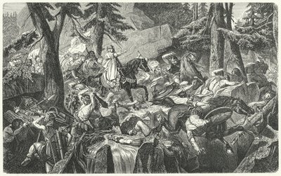 Charlemagne ylittää Alpit, 773 (kaiverrus) tekijältä Hippolyte Delaroche