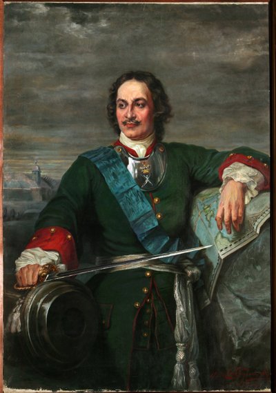 Pietari I Suuren (1672-1725) muotokuva Venäjän tsaarista - Pietari Suuri (Hippolyte Delarochen mukaan) - Bezler-Ciszewska, Henryka - 1914 - Öljy kankaalle - 170x119 - Alueellinen I. Kramskoin taidemuseo, Voronezh tekijältä Hippolyte Delaroche