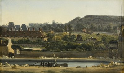 Saint Louis -sairaala ja Buttes-Chaumont, Pariisi, n. 1830 (öljy kankaalle) tekijältä Hippolyte Adam