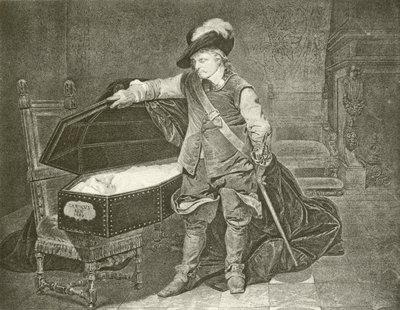 Oliver Cromwell katselee kuningas Kaarle I:n ruumista (syväpaino). tekijältä Hippolyte Delaroche