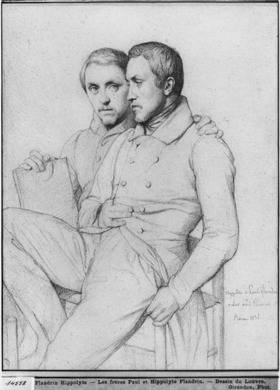 Kaksoismuotokuva Hippolytesta ja Paul Flandrinista, 1835 (musta lyijy paperilla) tekijältä Hippolyte Flandrin