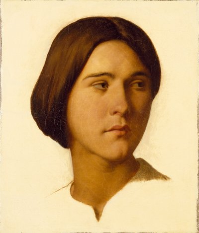 Nuoren naisen pää, 1840-luku tekijältä Hippolyte Jean Flandrin