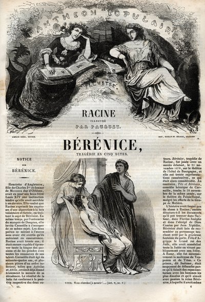 Berenicen tragedia viidessä näytöksessä - kaiverrus "" Jean Racinen teoksiin"" kuvittamana Pauquet ja huomautuksen Emile de La Bedolliere - 1851 tekijältä Hippolyte Louis Pauquet