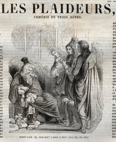 Les Plaideurs (1668) komedia kolmessa näytöksessä - kaiverrus "" Jean Racinen teoksiin"" kuvittamana Pauquet ja huomautuksen Emile de La Bedolliere - 1851 tekijältä Hippolyte Louis Pauquet