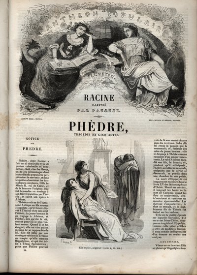 Phedre, Jean Racine (1639-1699 - kaiverrus "" Jean Racinen teoksiin"" kuvittamana Pauquet ja huomautuksen Emile de La Bedolliere - 1851 tekijältä Hippolyte Louis Pauquet
