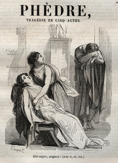 Phedre, Jean Racine (1639-1699 - kaiverrus "" Jean Racinen teoksiin"" kuvittamana Pauquet ja huomautuksen Emile de La Bedolliere - 1851 tekijältä Hippolyte Louis Pauquet