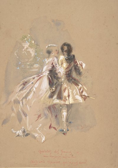 Nuori pari takaa nähtynä, 1800-luvun puoliväli. tekijältä Hippolyte Omer Ballue