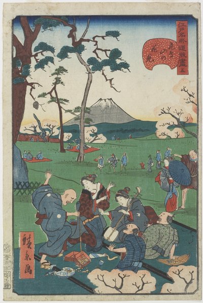 No.5, Kirsikankukkien katselu Asuka Hillillä tekijältä Hirokage Utagawa