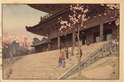 Chionin-temppelin portti (värillinen puupainatus) tekijältä Hiroshi Yoshida