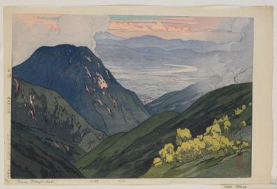 Daitenjodakesta, sarjasta Kaksitoista kohtausta Japanin Alpeilla, Taisho-aikakausi tekijältä Hiroshi Yoshida
