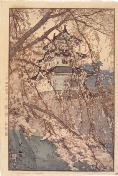 Hirosakin linna (värillinen puupalikkaprintti) tekijältä Hiroshi Yoshida