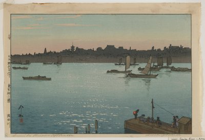 Sumida River - Iltapäivä, sarjasta Tokion kaksitoista kohtausta, Taisho-aikakausi tekijältä Hiroshi Yoshida