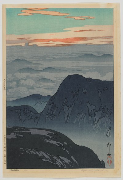 Auringonnousu Eboshidakessa, sarjasta Kaksitoista kohtausta Japanin Alpeilla, Taisho-aikakausi tekijältä Hiroshi Yoshida