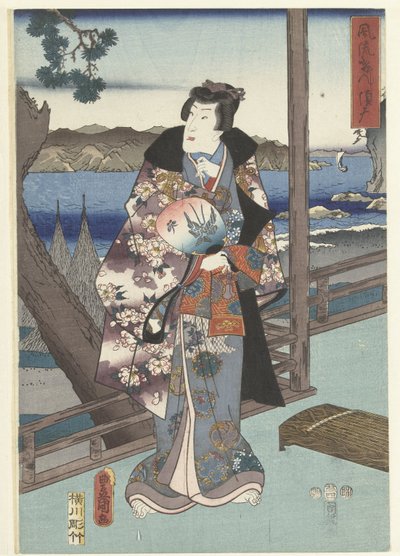 De Eganten prinssi Genji Tesuma Furyu Genji Suma tekijältä Hiroshige (I) , Utagawa
