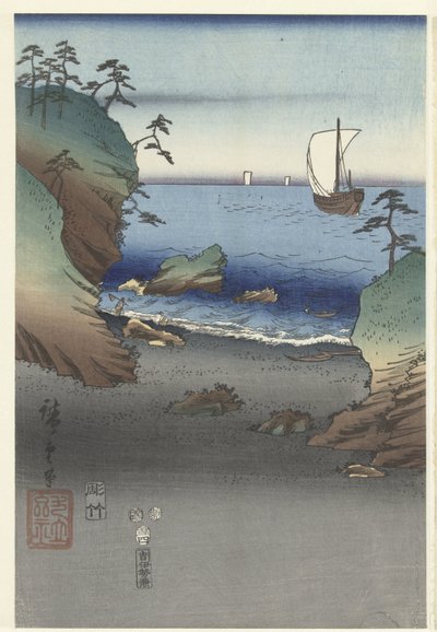 De Eganten prinssi Genji Tesuma Furyu Genji Suma tekijältä Hiroshige (I) , Utagawa