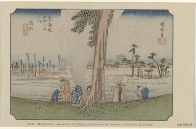 Hamamatsu Nro 30. Hawawatsu: yksi Tokaidon viidestäkymmenestä kolmesta merkittävästä paikasta, Hiroshigen maalaama De Tôkaidô van Hiroshige (sarjan nimi) Hiroshige no fude Tôkaidô (sarjan nimi esineellä) tekijältä Hiroshige (I) , Utagawa