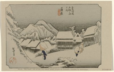 Kambara Nro 16. Kambara: yksi Tokaidon viidestäkymmenestä kolmesta merkittävästä paikasta, Hiroshigen maalaama De Tôkaidô van Hiroshige (sarjan nimi) Hiroshige no fude Tôkaidô (sarjan nimi esineellä) tekijältä Hiroshige (I) , Utagawa