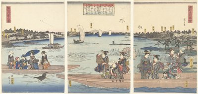 Lautat Sumida-joella Sumidagawa watashi no zu (otsikko esineessä) Itäisen pääkaupungin kuuluisia näkymiä (sarjan nimi) Toto meisho zue (sarjan nimi esineessä) tekijältä Hiroshige (I) , Utagawa