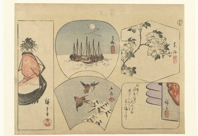 Viisi leikattua kuvaa tekijältä Hiroshige (I) , Utagawa