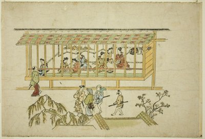 Courtesaanien talo sarjasta "The Appearance of Yoshiwara (Yoshiwara no tei)" tekijältä Hishikawa Moronobu