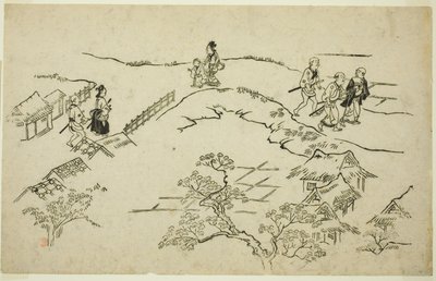 Emon Hill, sarjasta "The Appearance of Yoshiwara (Yoshiwara no tei)" tekijältä Hishikawa Moronobu