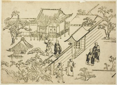 Honbo, sarjasta "Scenes of Flower-viewing at Ueno (Ueno hanami no tei)" tekijältä Hishikawa Moronobu
