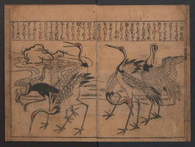 Illustrationen von Vögeln und Blumen (Kachō e-zukushi) tekijältä Hishikawa Moronobu