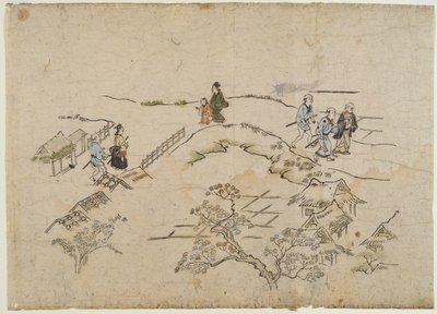 Yoshiwara no Tei, c.1680 (colour woodblock print) tekijältä Hishikawa Moronobu