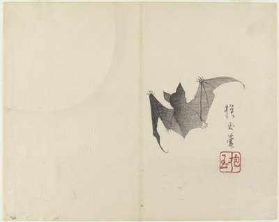 (Lepakko ja kuu), c. 1830 tekijältä Hogyoku