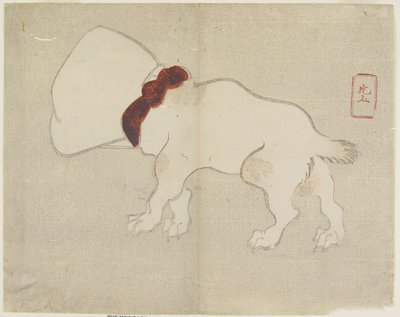(Koira pussi pään päällä), c. 1830 tekijältä Hogyoku