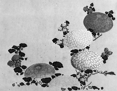 Krysanteemit, 1800-luku. tekijältä Hokusai School.