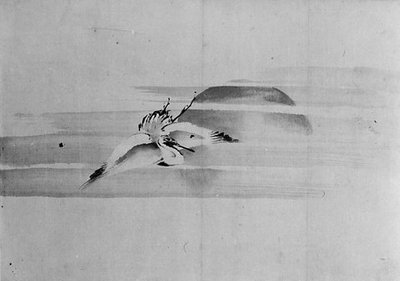 Nosturi ja aurinko, 1800-luku. tekijältä Hokusai School.