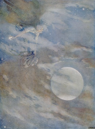Minun täytyy noutaa alas kaikki tähdet voidakseni puolaa ne "Ole-Luk-Oien" tarinasta Hans Christian Andersenin (1805-75) "Fairy Tales" -julkaisussa 1920 (akvarelli paperille) tekijältä Honor Charlotte Appleton