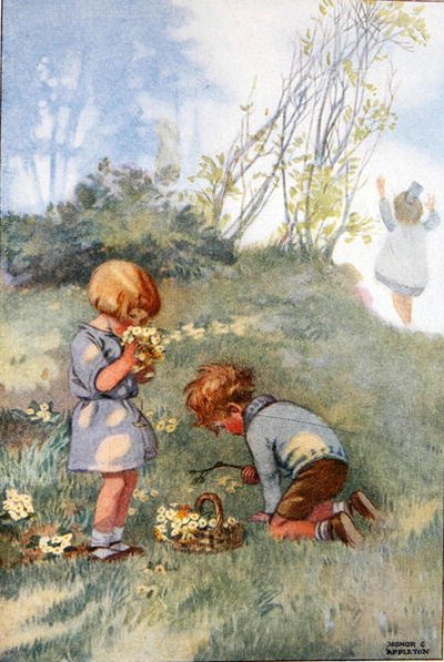 Kuvitus teoksesta "A Treasury of Verse for School and Home", jonka ovat valinneet M.G.Edgar & Eric Chilman (värilitho) tekijältä Honor Charlotte Appleton