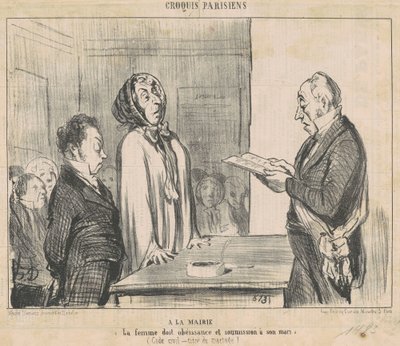 Pormestarin luona... tekijältä Honoré Daumier