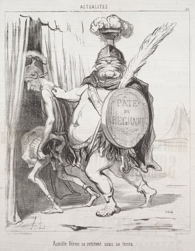 Tosiasiat: Akhilleus vetäytyy telttaan tekijältä Honoré Daumier