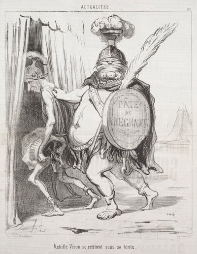 Tosiasiat: Akhilleus vetäytyy telttaan, 1850. tekijältä Honoré Daumier