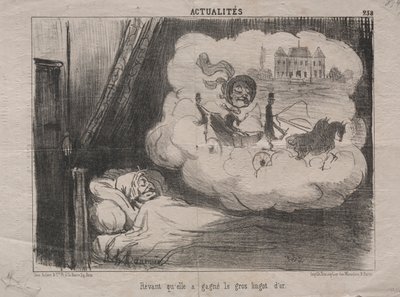 Tosiasiat nro 238: Unelmoi, että hän oli voittanut monia kultaharkkoja, 1851. tekijältä Honoré Daumier