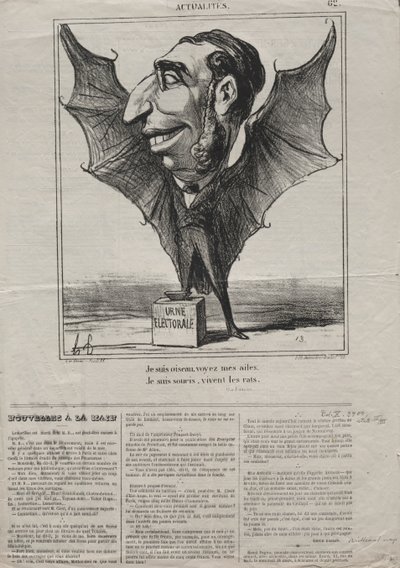 Tosiasiat nro 62: Olen lintu, katso siipeni..., 1869. tekijältä Honoré Daumier
