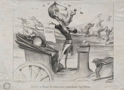 Tosiasiat nro 81: Ylimääräisen komissaarin Coco Romieun saapuminen Alsaceen, 1850. tekijältä Honoré Daumier