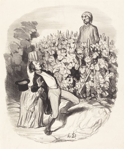 Ah! Saperlotte, taidamme olla puristuksissa! tekijältä Honoré Daumier