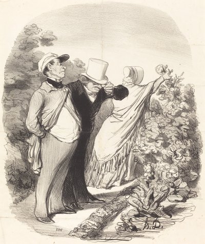 Tule!... tässä hän poimii ruusun minulle... tekijältä Honoré Daumier
